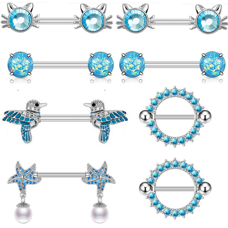 Diamond Nipple Ring Starfish Human Body Piercing Accessories