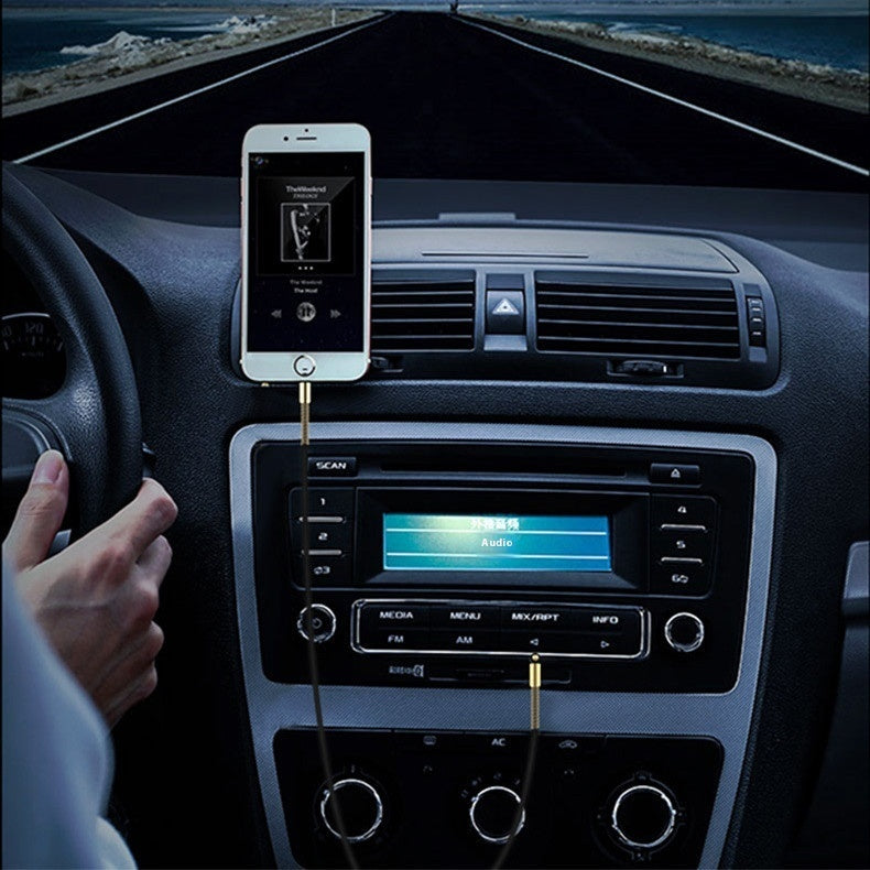 Car AUX Audio Cable Spring Elbow Double Head