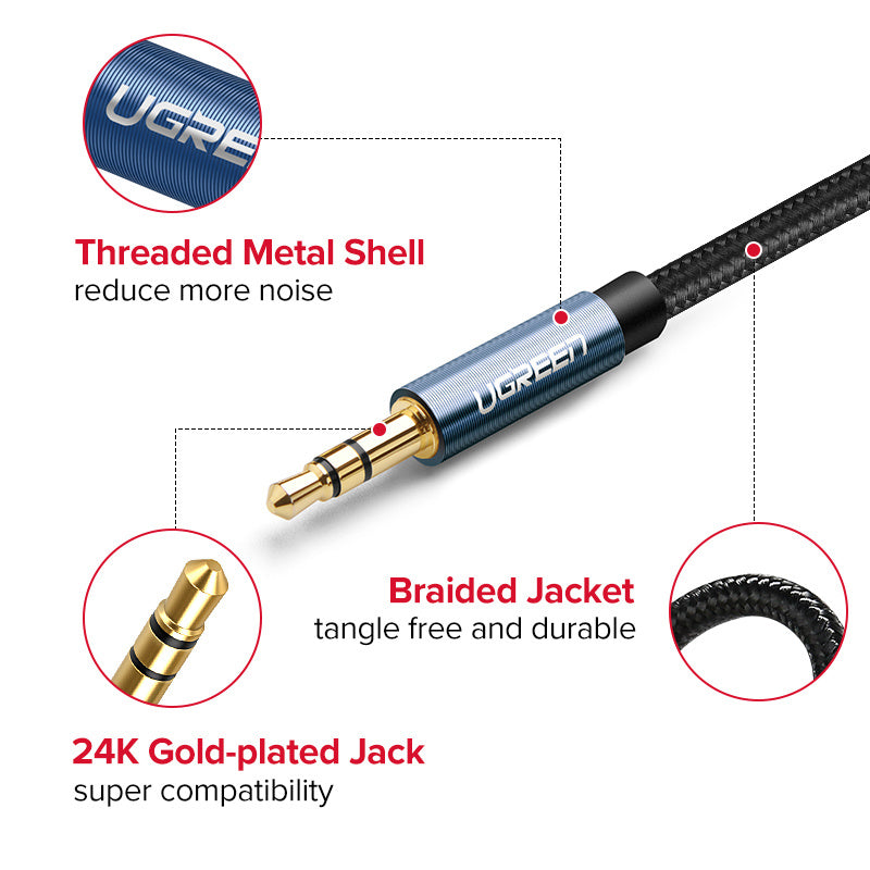 Aux vehicle audio cable