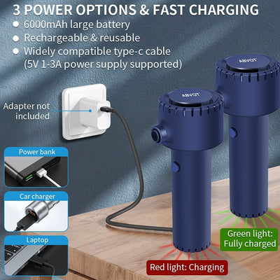 Compressed Air Duster, Electronic Air Duster, Portable 40000 RPM Cordless Dust Blower, 6000Mah Battery Air Can Duster, Powerful Computer Keyboard Cleaning Air Spray, Rechargeable Electric Canned Air