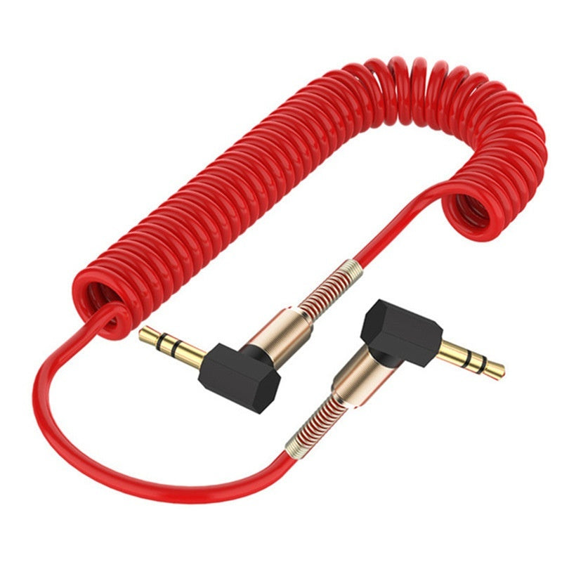 Car AUX Audio Cable Spring Elbow Double Head