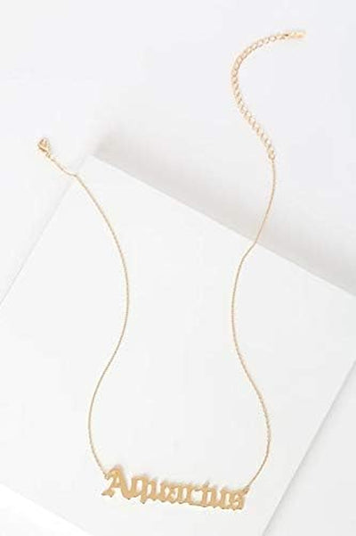 Zodiac Necklaces for Women Old English Necklace Horoscope Constellation Necklace Astrology Jewelry Stainless Steel Zodiac Jewelry 14.2"+2.75" (Gold, A: Aquarius Necklace (1.20-2.18))