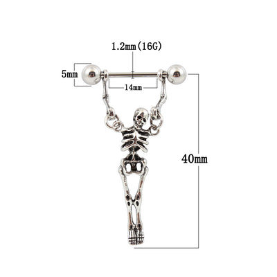 Nipple Ring Skull Antique Human Body Jewelry