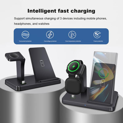 Wireless Charger for Samsung Charging Station, 3 in 1 Fast Charging Stand for Galaxy S25/S24/S23/S22/S21/S20,Note 20/10& Galaxy Buds, Wireless Charger for Galaxy Watch Ultra 7 6 5 Pro/5/4/3/Active 2/1