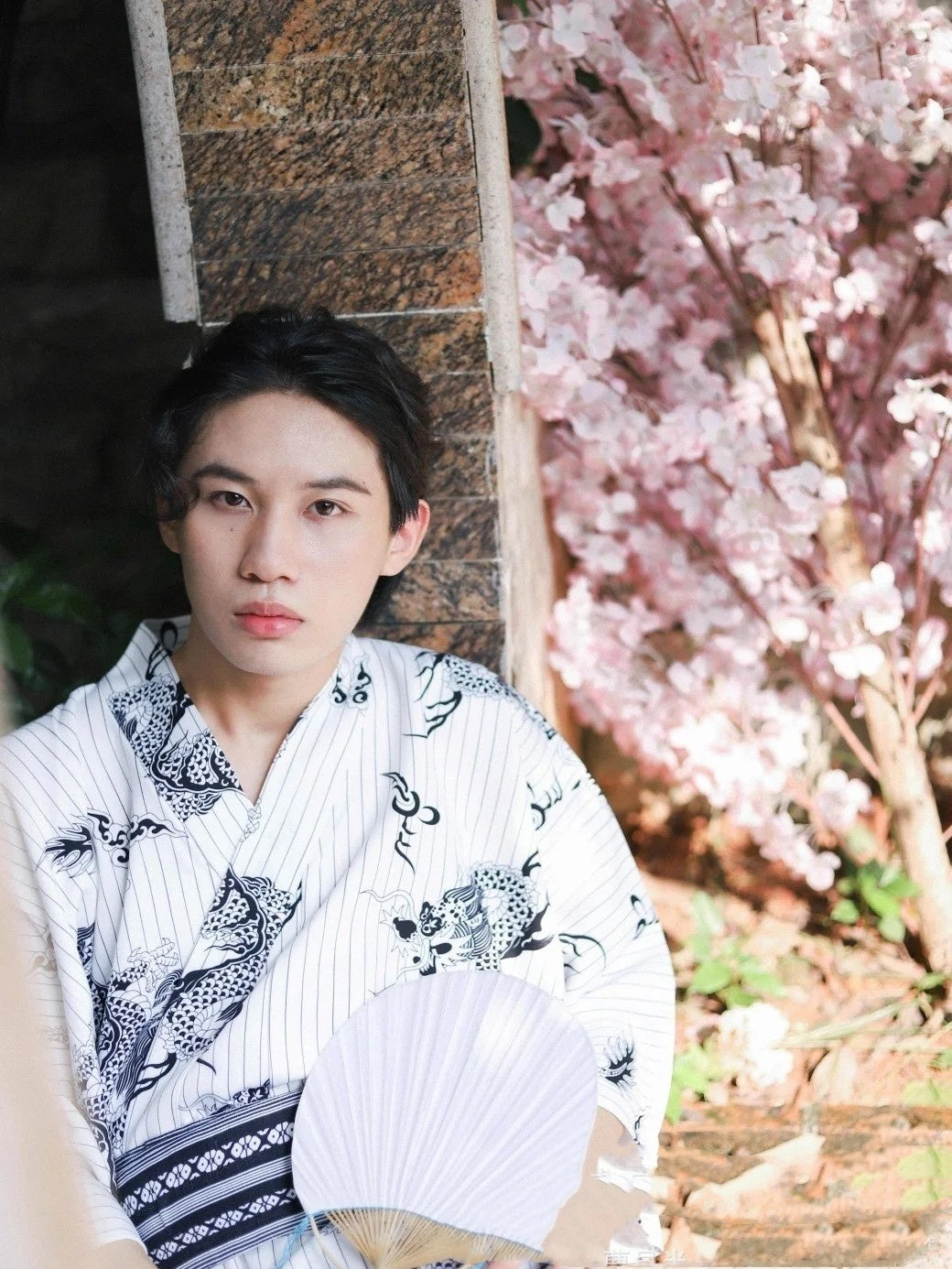 Japanese Men's Traditional Formal Wear Kimono Suit Gentleman Modified Outer Wear With Waist Seal