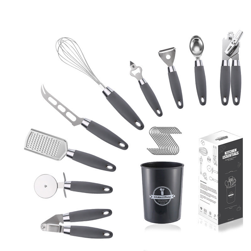 Stainless Steel Kitchen Utensils Set With Rubber Plastic Handle