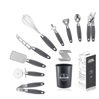Stainless Steel Kitchen Utensils Set With Rubber Plastic Handle