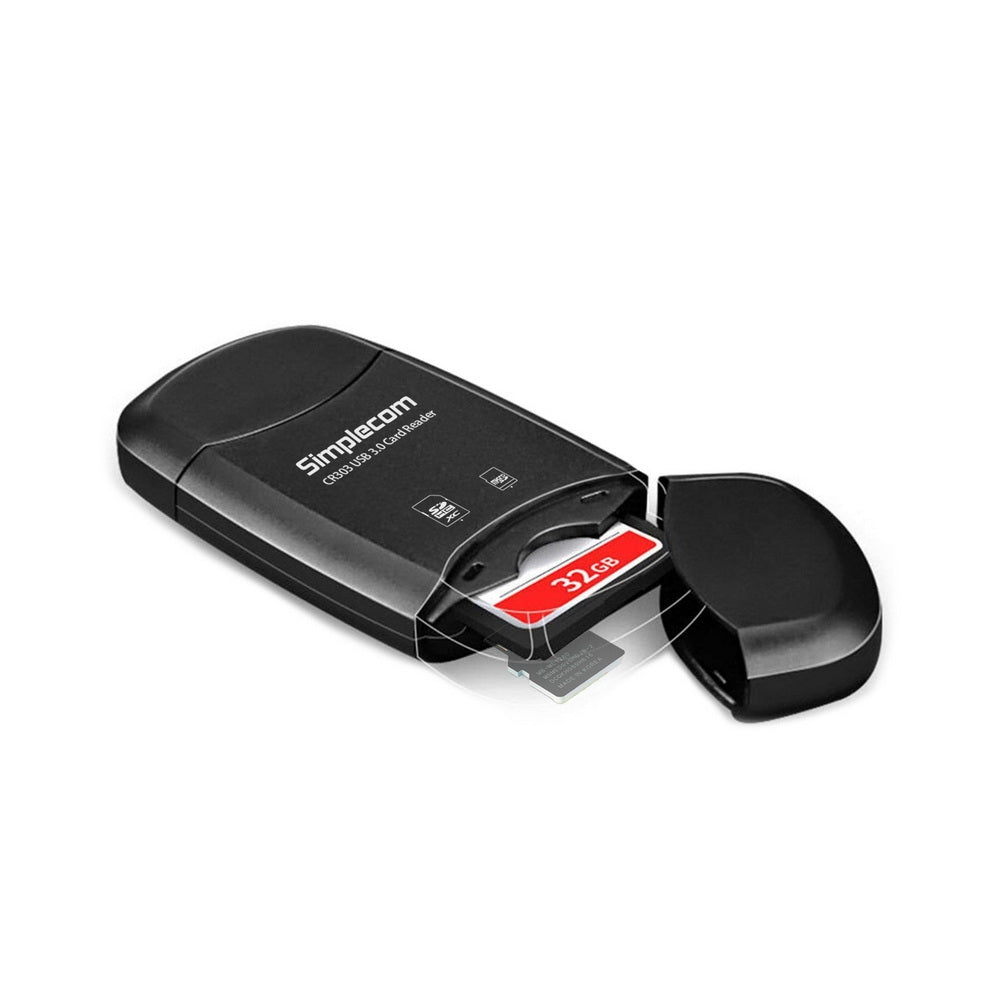 NNEDSZ CR303 2 Slot SuperSpeed USB 3.0 Card Reader with Dual Caps