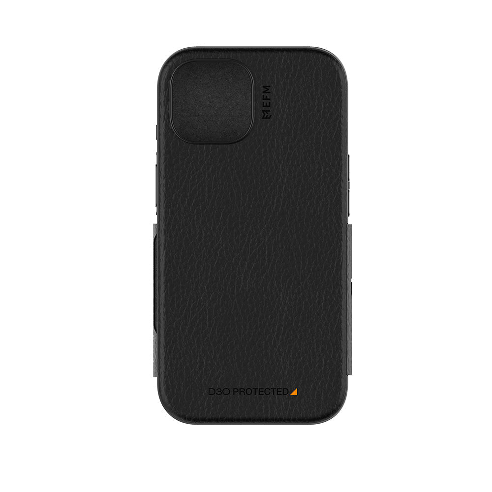 NNEDSZ EFM Monaco E-leather Wallet Case Armour With D3O Plus Suits Iphone 15 (6.1") - Black/Space Grey