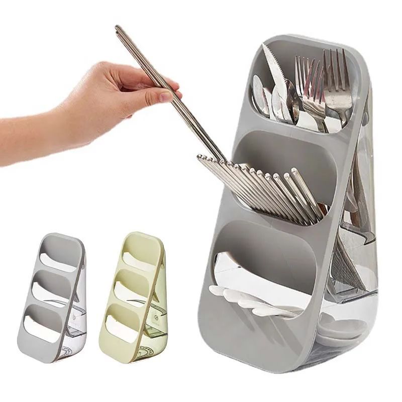 Chopsticks Storage Box Holder 3 Layers Spoon Fork Container Drain Rack Kitchen Utensil Drying Stand Organizer Tableware Tube