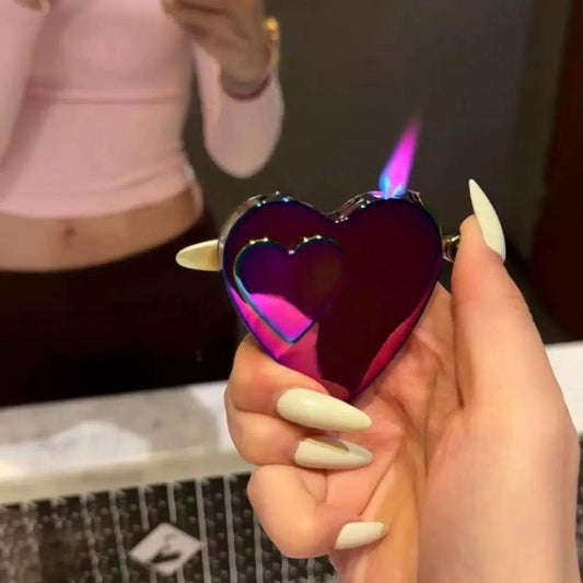 (Limited-Time Activities)Windproof Adjustable Lighter, Gas and Electric Dual-Purpose Love Lighter, Suitable for Birthday Gifts, (Must Add Butane Gas or Charging to Ignite)